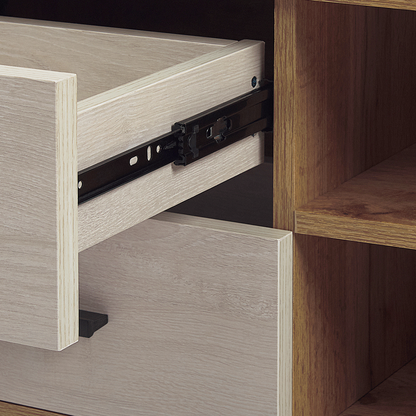 Rustic TV Stand Light Brown White 55in TV With 4 Drawers
