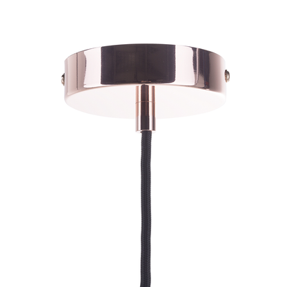 Copper Cage Pendant Lamp Tinted Glass Shade Vintage Style