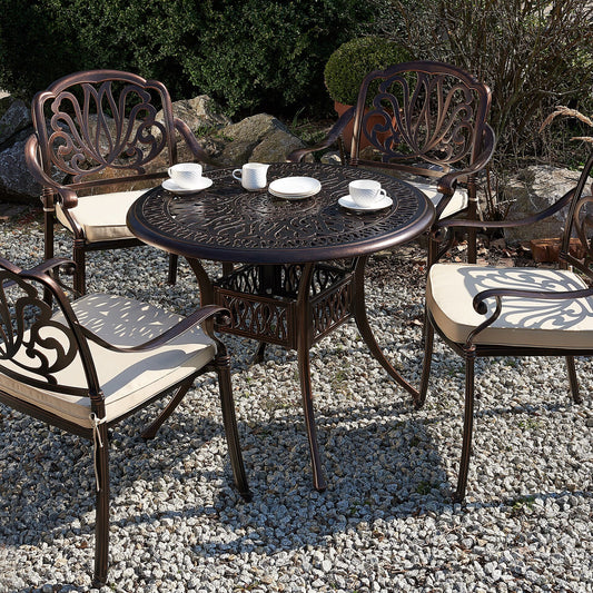 Brown Aluminium Round 90cm Vintage Garden Table