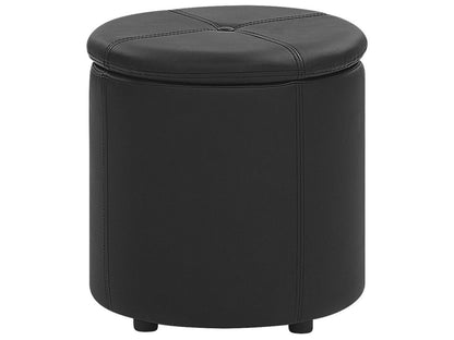 Pouffe Black Faux Leather Storage Stool 40 X 38cm With Hidden Storage And Elegant Design
