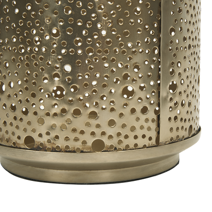 Gold Iron Lantern 25cm Pillar Candle Holder With Holes