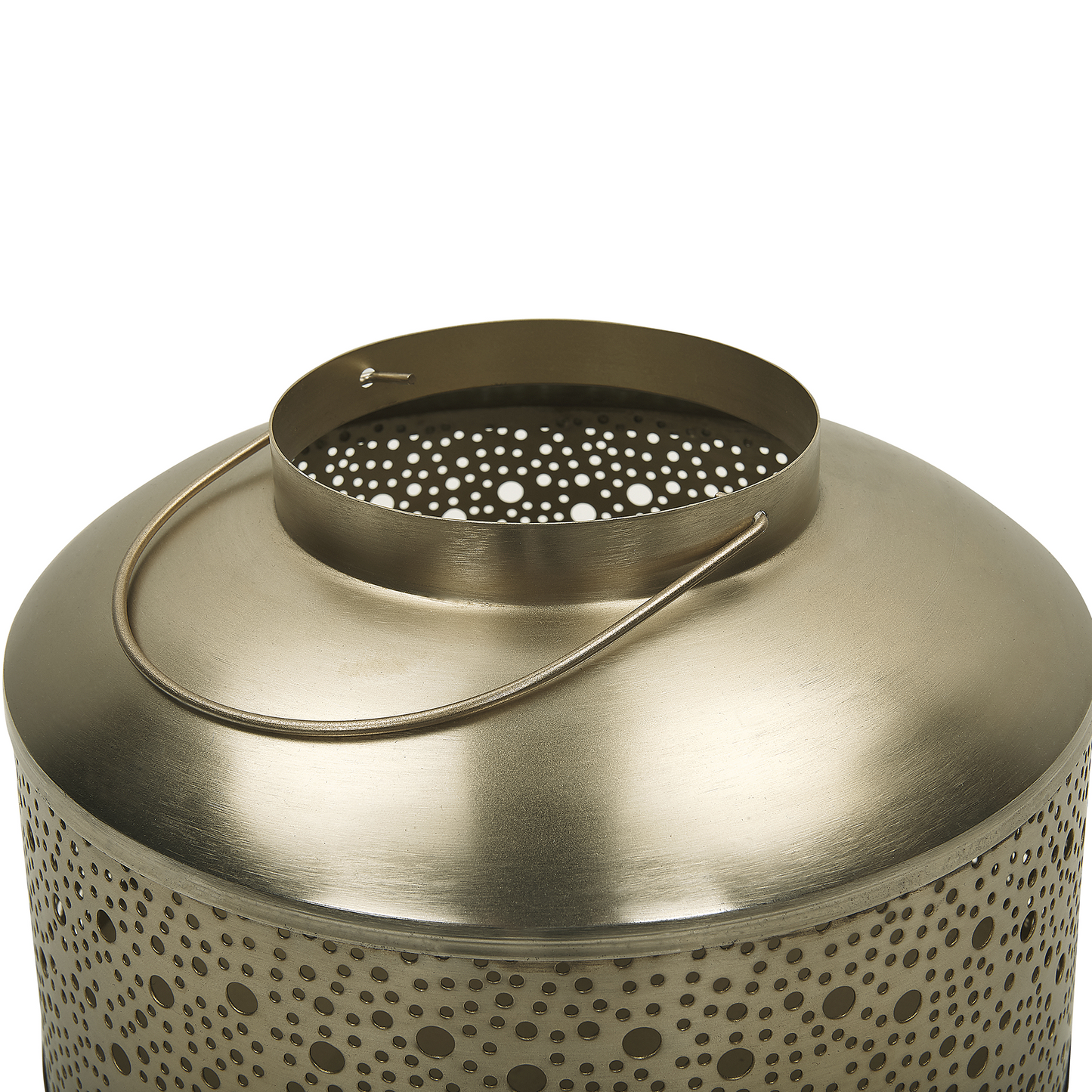 Gold Iron Lantern 22cm Pillar Candle Holder With Holes For Elegant Home Decor