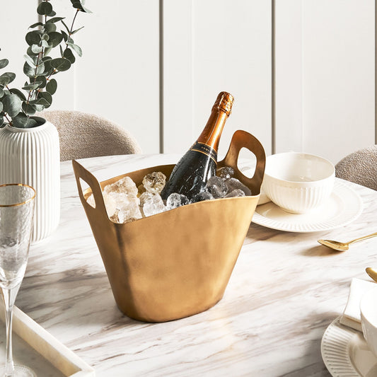Home Gold Ice Bucket With Handles Champagne Cooler