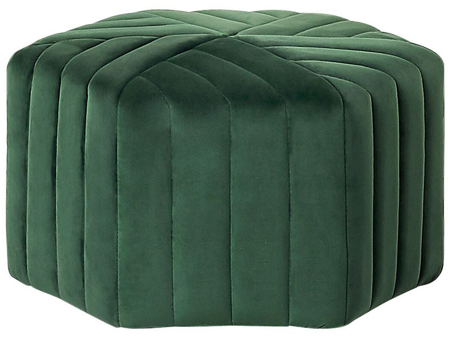 Ottman Glamour Green Velvet Pouffe 53 x 48 x 29cm Hexagonal Footstool