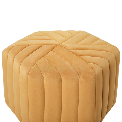 Ottman Velvet Pouffe Hexagonal Footstool Yellow 53 x 48 x 29cm