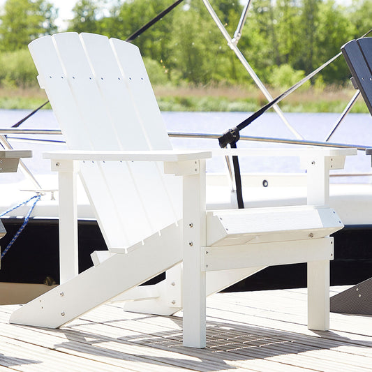 Garden Chair White Faux Wood Weather Resistant Modern Outdoor Lounge Elegant