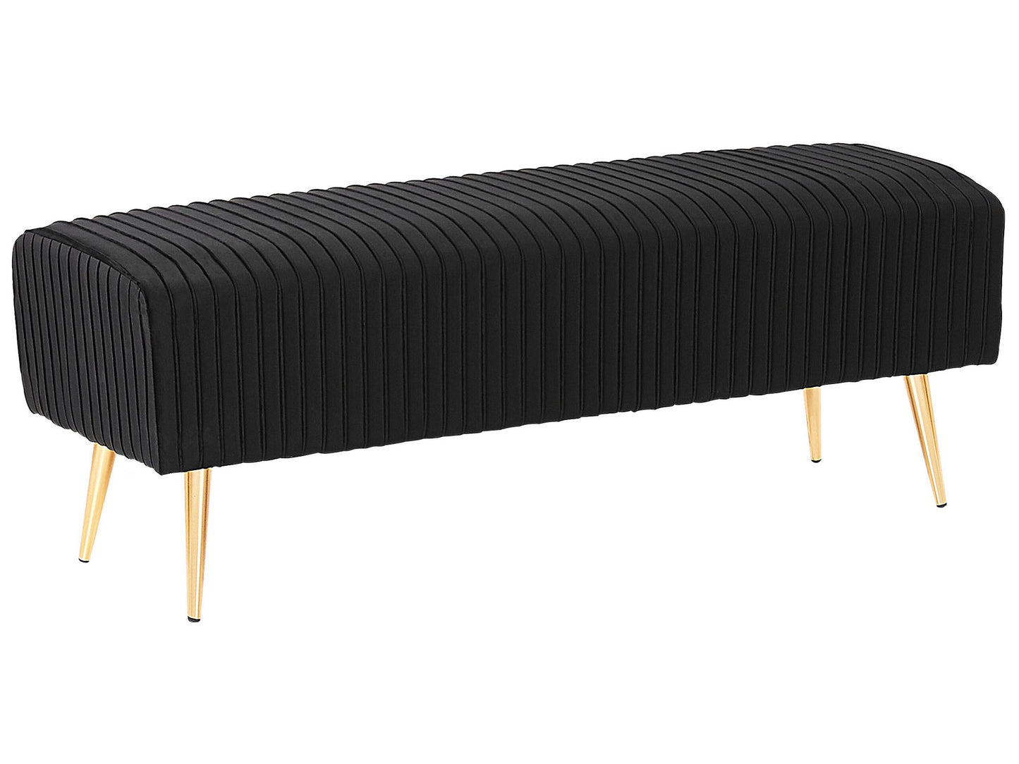 Velvet Bench 118 X 40cm Black Upholstered With Gold Metal Legs For Living Room And Hallway