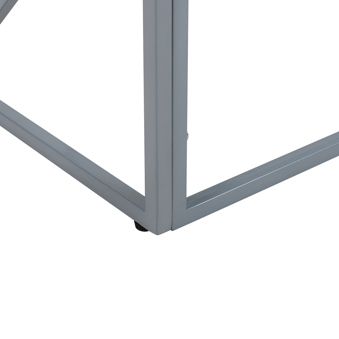 Modern Side Table With Transparent Glass Top And Silver Metal Cube Frame 50 x 50cm