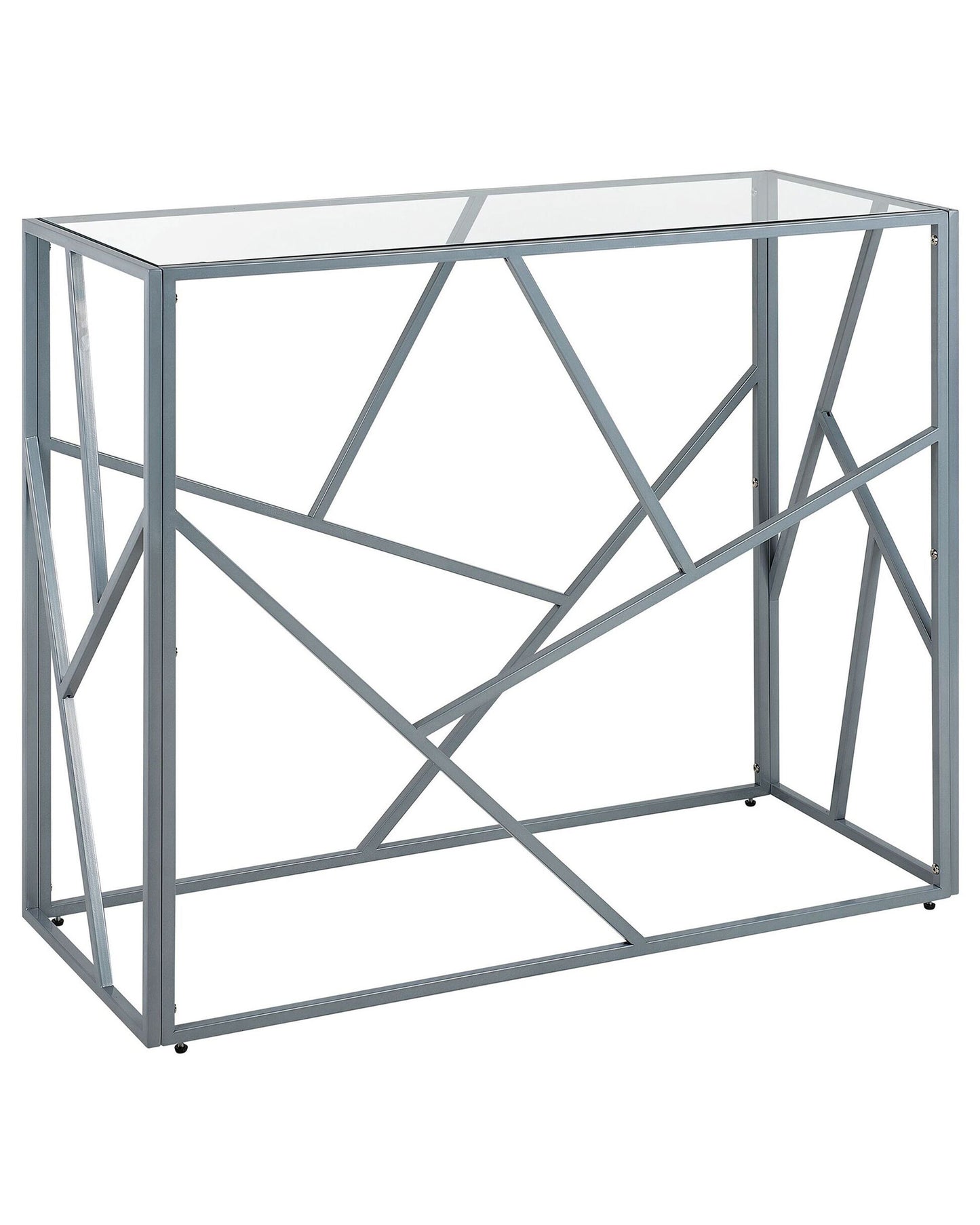 Modern Glass Top Console Table Silver Metal Frame 100 x 40cm