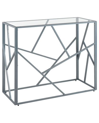Modern Glass Top Console Table Silver Metal Frame 100 x 40cm