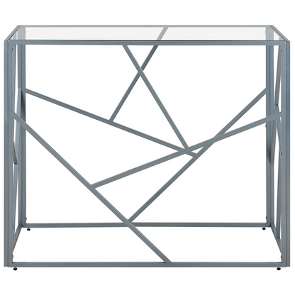 Modern Glass Top Console Table Silver Metal Frame 100 x 40cm
