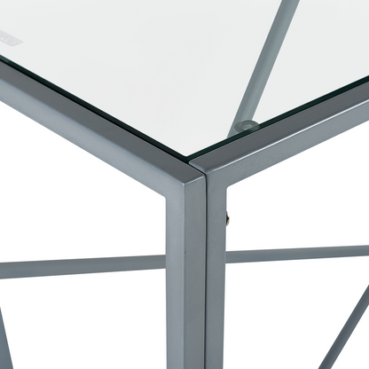 Modern Glass Top Console Table Silver Metal Frame 100 x 40cm