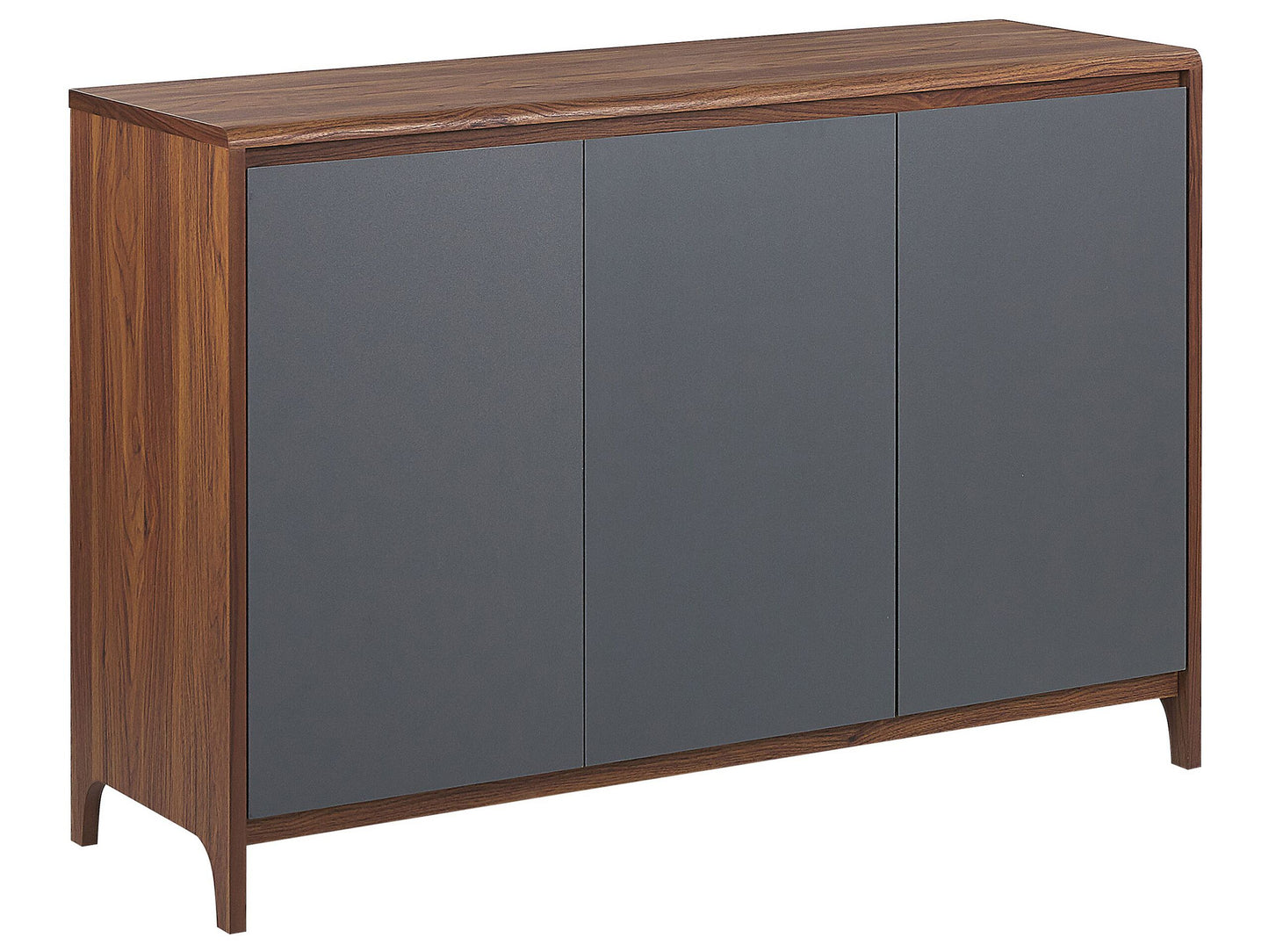 Dark Brown Grey Engineered Wood 3Door Sideboard Retro