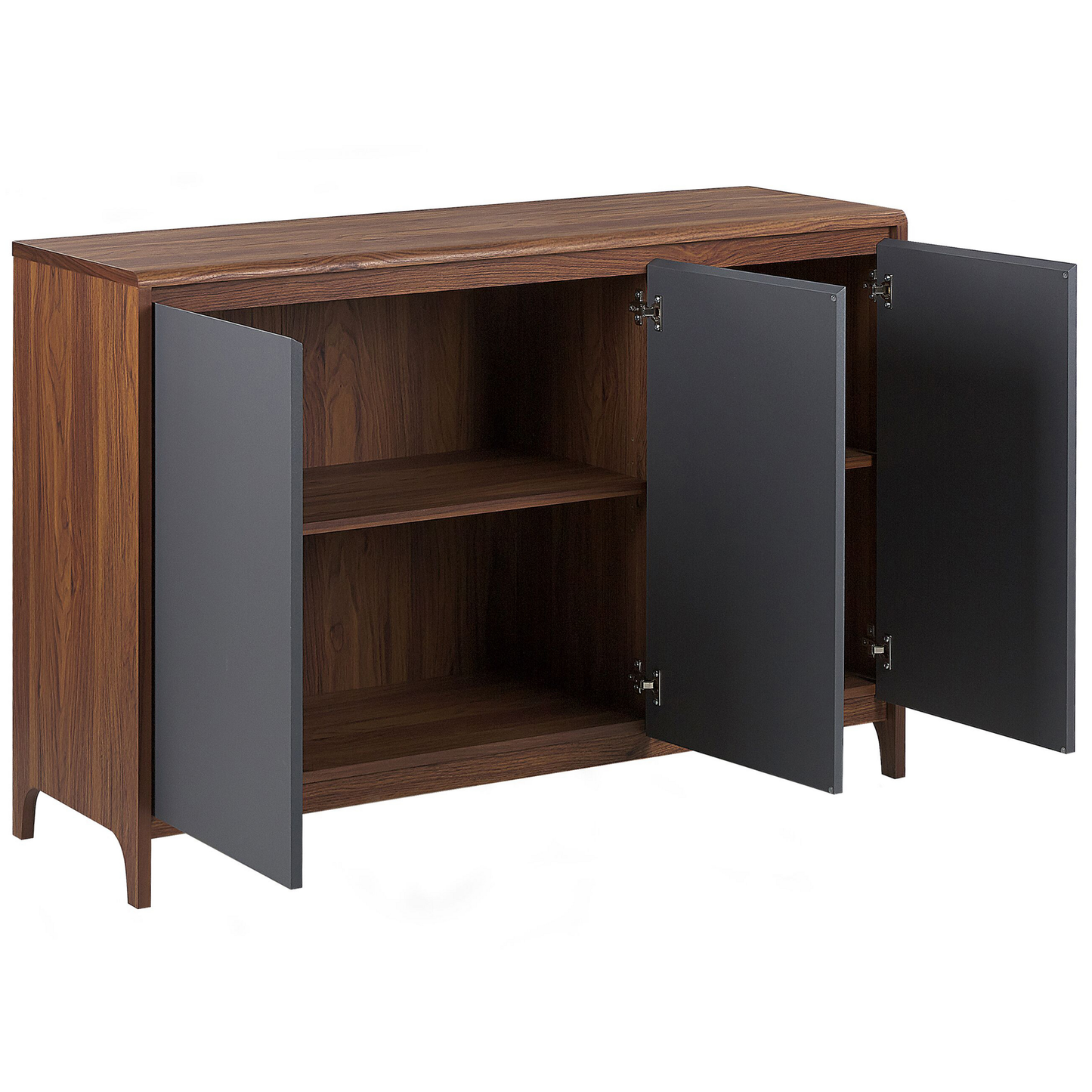 Dark Brown Grey Engineered Wood 3Door Sideboard Retro