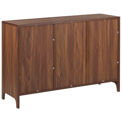 Dark Brown Grey Engineered Wood 3Door Sideboard Retro