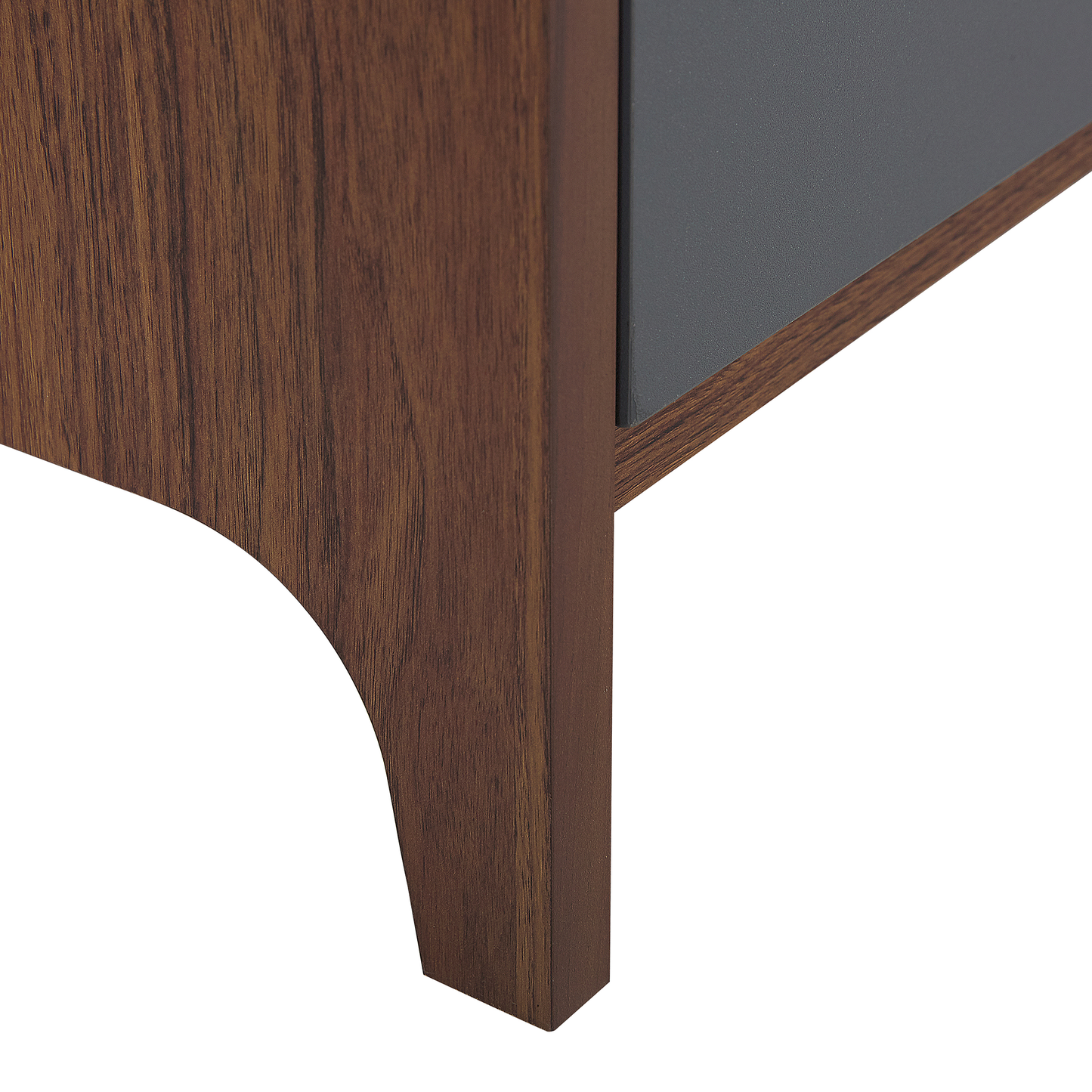 Dark Brown Grey Engineered Wood 3Door Sideboard Retro
