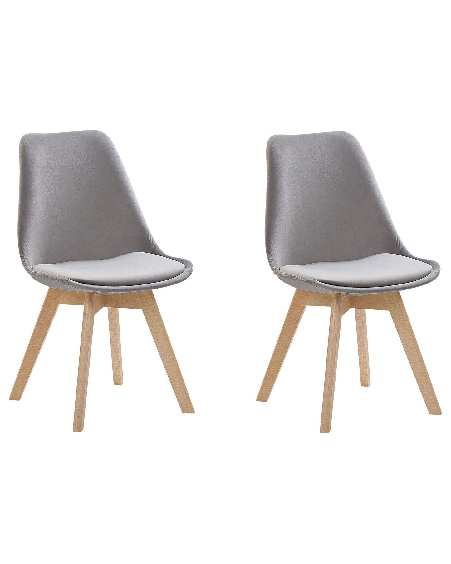 Grey Velvet Dining Chairs Set Of 2 With Sleek Beechwood Legs Modern Elegant Design