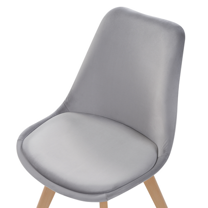 Grey Velvet Dining Chairs Set Of 2 With Sleek Beechwood Legs Modern Elegant Design