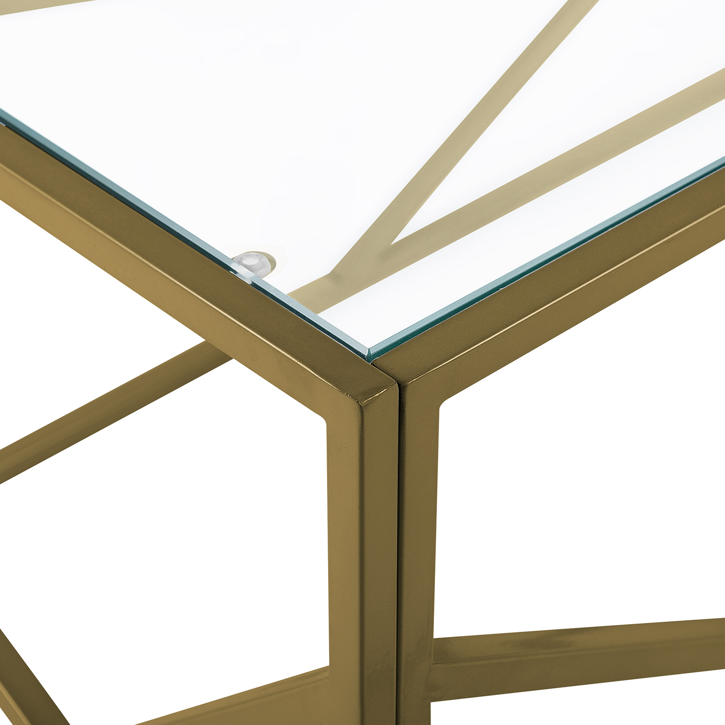 Design Coffee Table Gold Metal Frame Glass Top Geometric 100 x 50cm