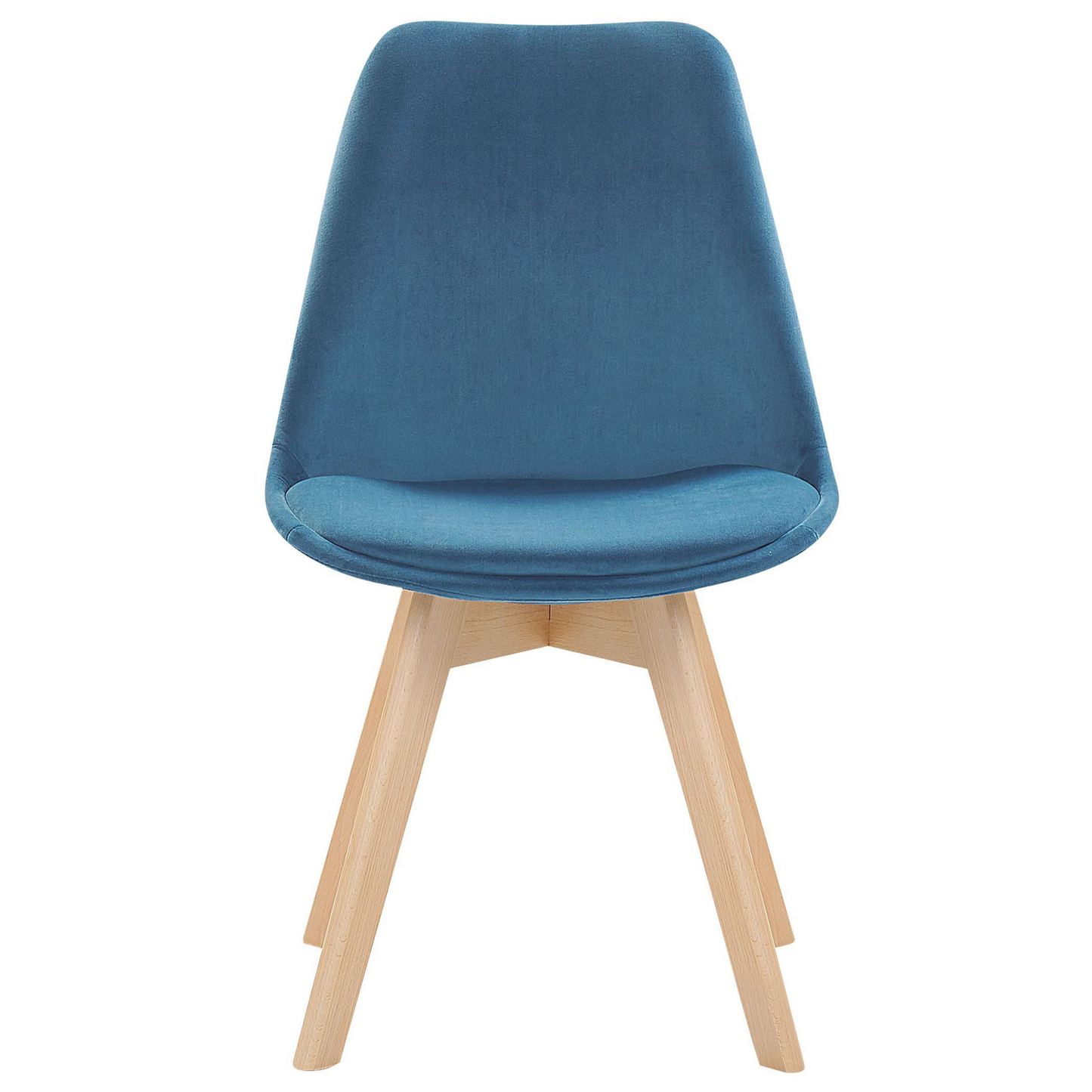 Blue Velvet Dining Chairs Set of 2 Modern Beechwood Legs