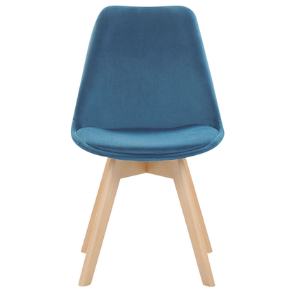 Blue Velvet Dining Chairs Set of 2 Modern Beechwood Legs
