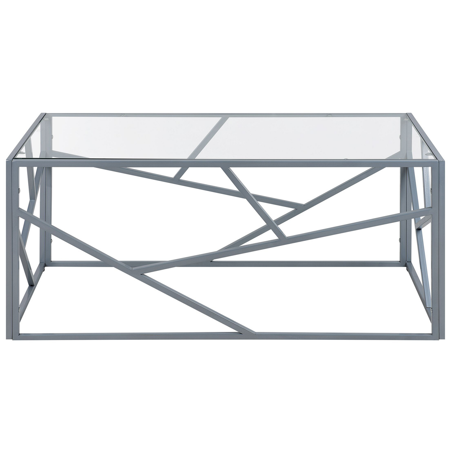 Design Geometric Glass Coffee Table 100 x 50cm Silver Frame