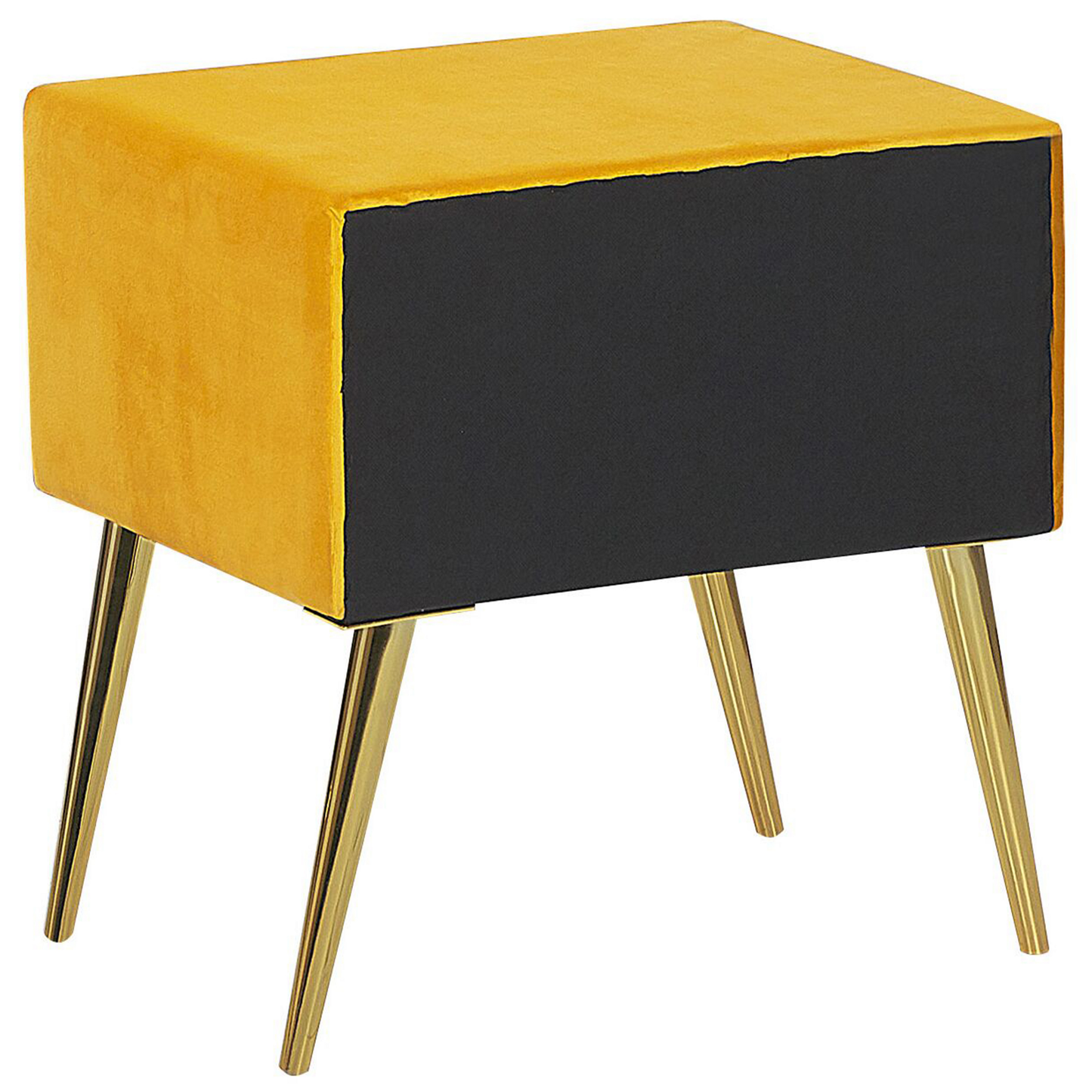 Bedside Table Yellow Velvet With Gold Legs 1 Drawer