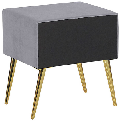 Grey Velvet Upholstery Bedside Table Nightstand With 1 Drawer Minimalist Bedroom Furniture