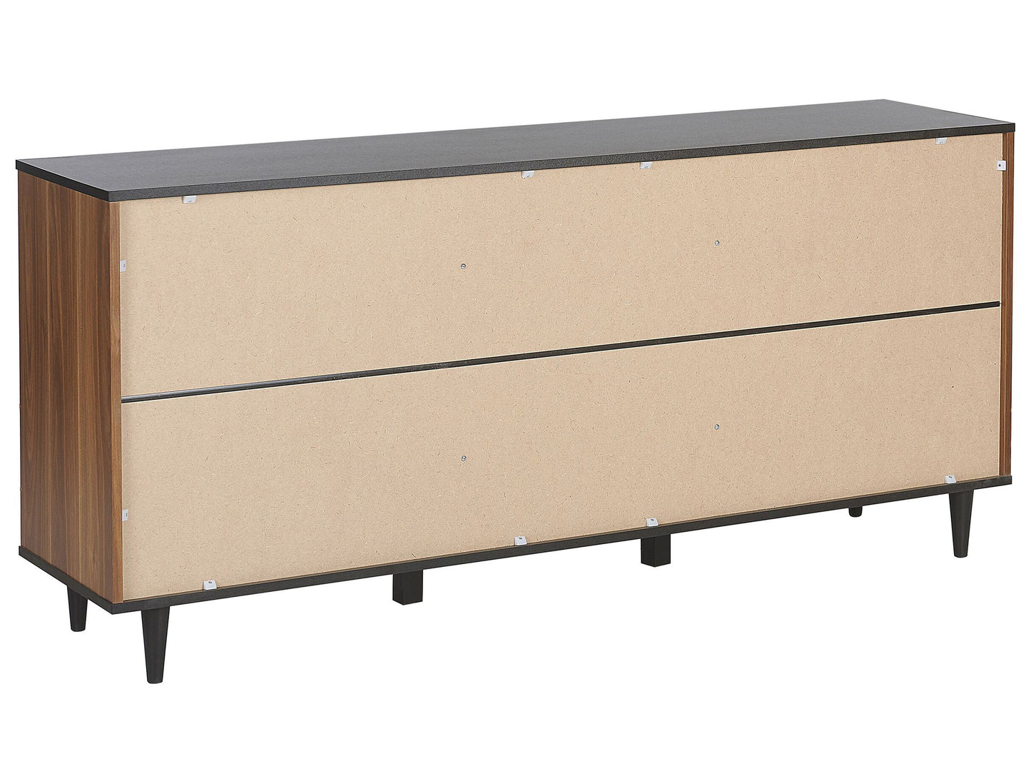 Black Sideboard With Dark Wood Cabinet 3 Drawers And 2 Doors For Living Room Storage