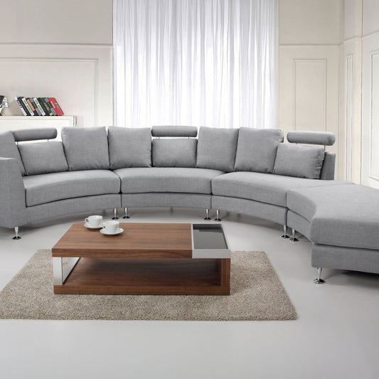 Curved Modular 7-Seater Sofa With Adjustable Headrests Grey