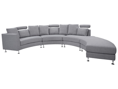 Curved Modular 7-Seater Sofa With Adjustable Headrests Grey