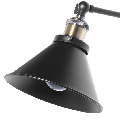 Auralux Set Of 2 Black Metal Wall Lamps With Adjustable Arms
