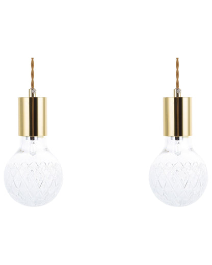 Glass Gold Pendant Lamps 2 Pack Minimalist Lighting