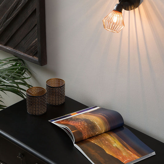 Industrial Adjustable Wall Lamps Set of 2 in Glossy Copper Finish Sconces