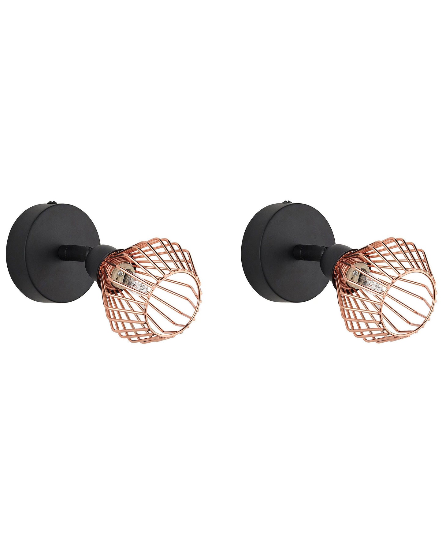 Industrial Adjustable Wall Lamps Set of 2 in Glossy Copper Finish Sconces