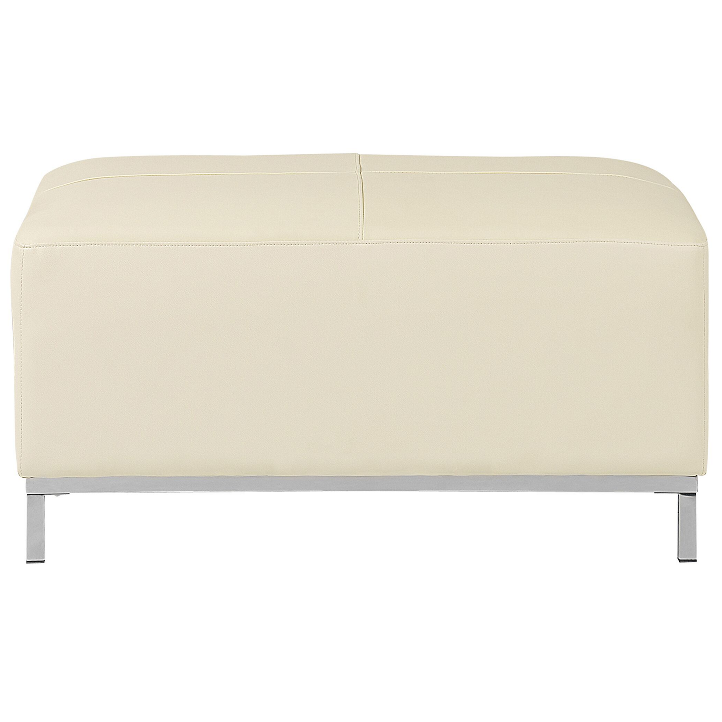 Aurea Beige Genuine Leather Ottoman Footstool Minimalist Rectangular
