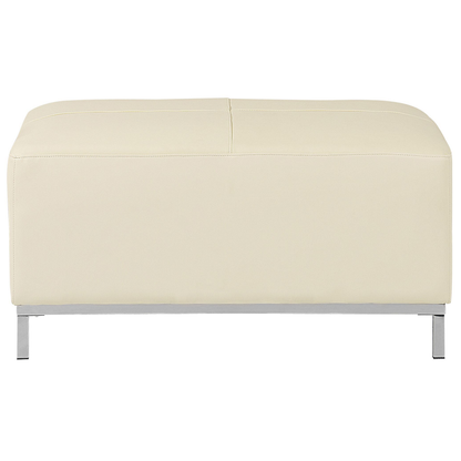 Aurea Beige Genuine Leather Ottoman Footstool Minimalist Rectangular