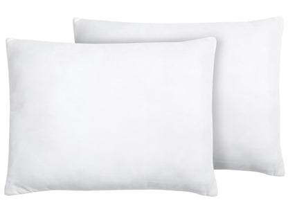Set Of 2 White Microfibre Pillows 50 x 60cm Soft Hypoallergenic For Back And Side Sleepers