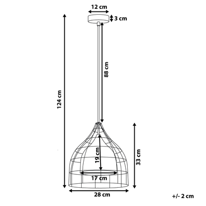 Ceiling Lamp Black 121cm Pendant Copper Cage Industrial