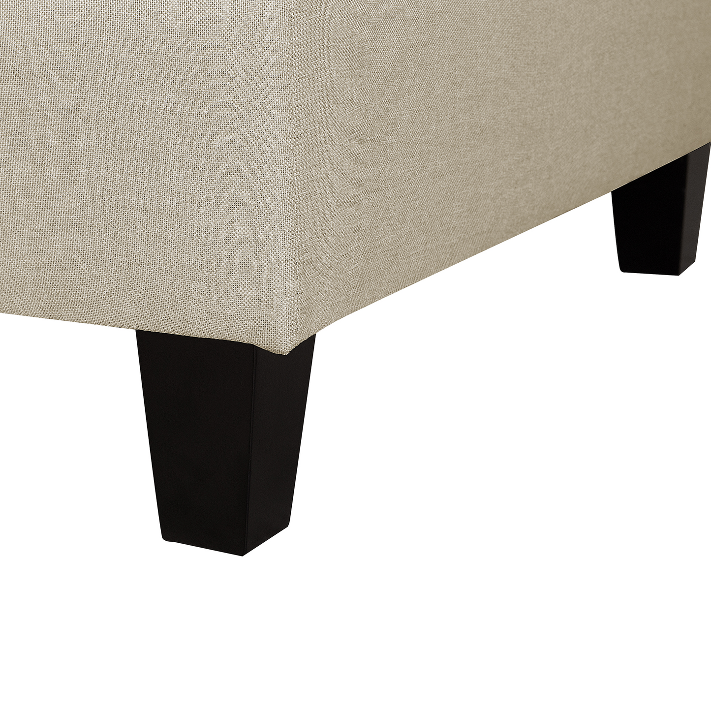 Beige Fabric Upholstered Square Ottoman Footstool Minimalist Modern With Durable Polyester Upholstery