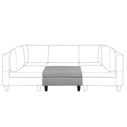 Ottoman Footstool Light Grey Fabric Square Minimalist
