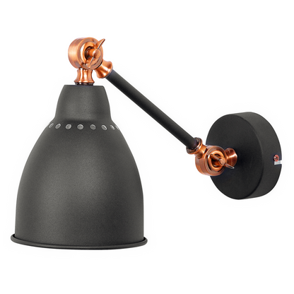 Graphite Grey Set Of 2 Wall Spot Lamps With Metal Swing Arm