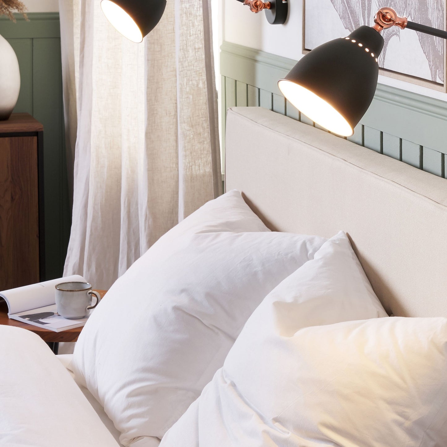 Graphite Grey Set Of 2 Wall Spot Lamps With Metal Swing Arm