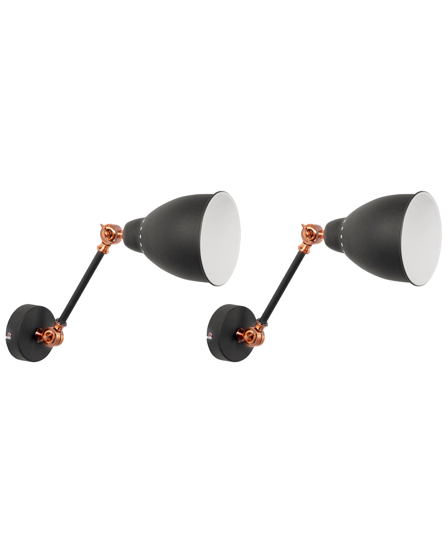 Graphite Grey Set Of 2 Wall Spot Lamps With Metal Swing Arm