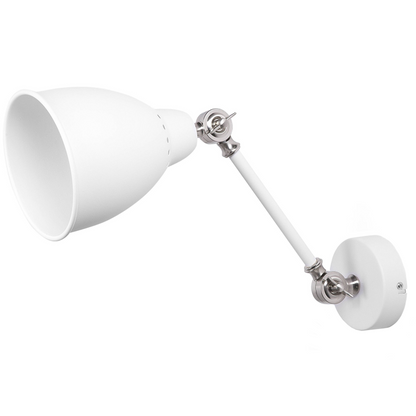 Two Arm White Metal Wall Lamps Set With Adjustable Swing Arm