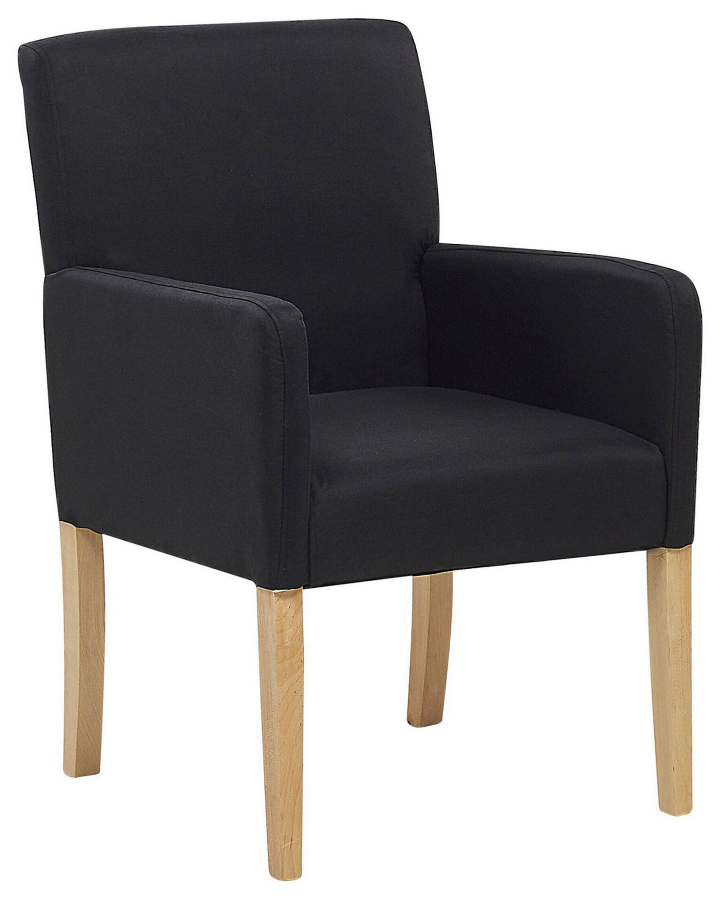 Dining Chair Black Fabric Upholstery Wooden Legs With Arms