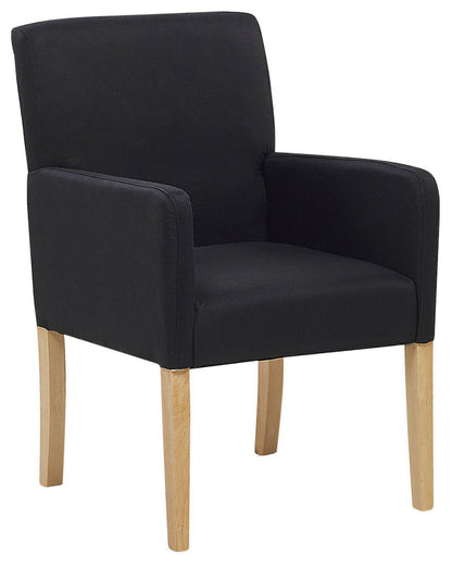 Dining Chair Black Fabric Upholstery Wooden Legs With Arms