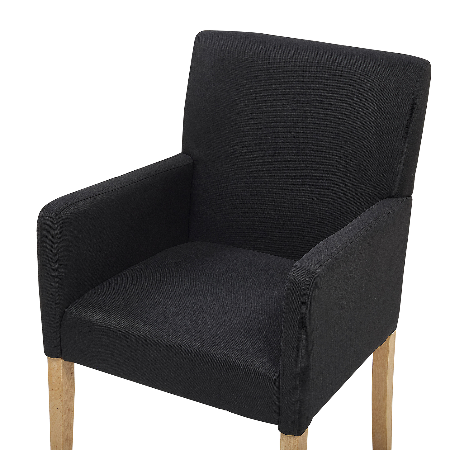 Dining Chair Black Fabric Upholstery Wooden Legs With Arms
