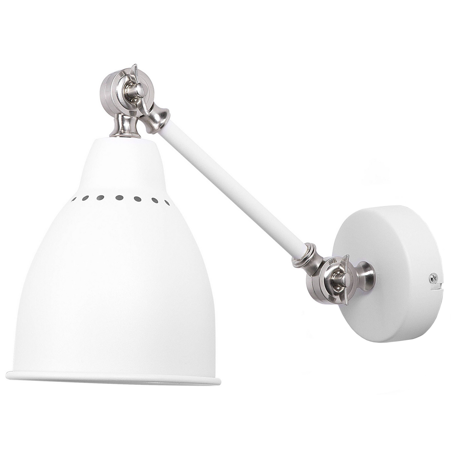 Two Arm White Metal Wall Lamps Set With Adjustable Swing Arm