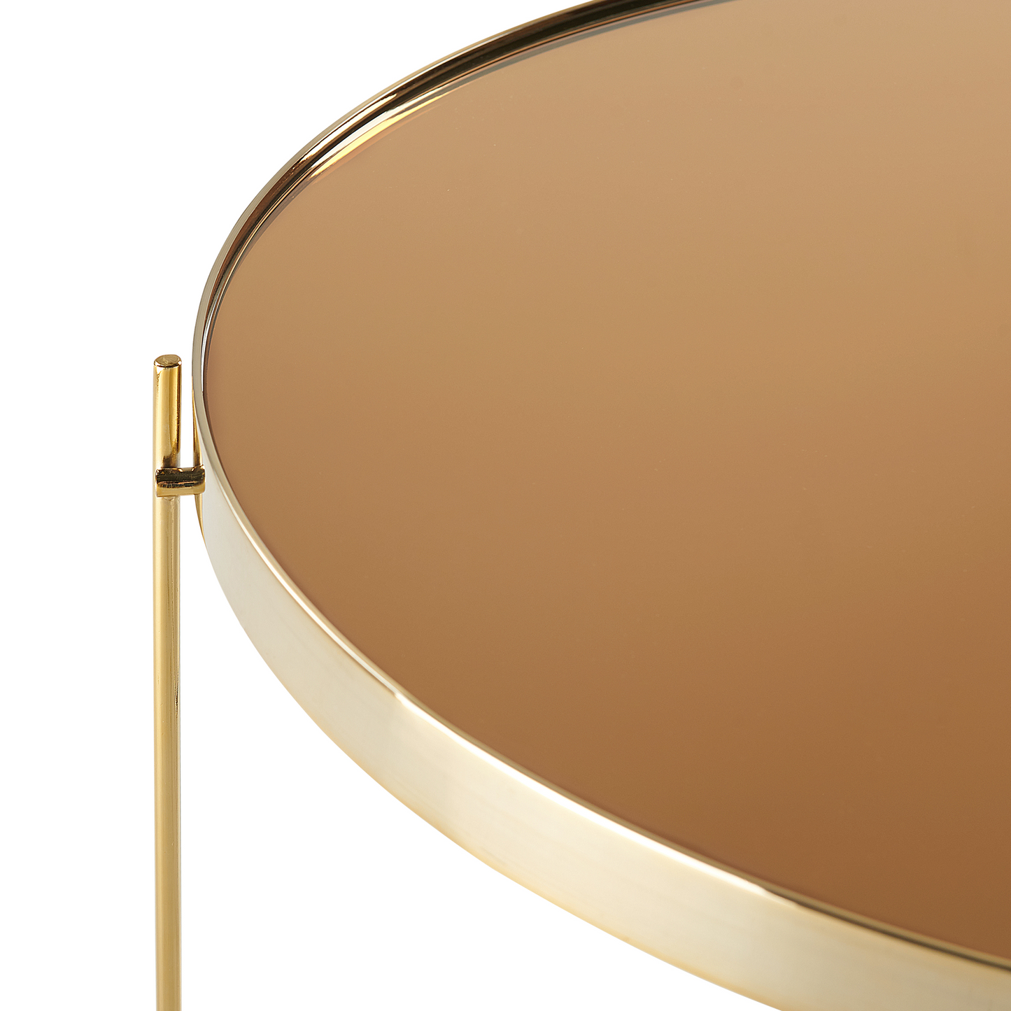 Side Table Golden Brown Tempered Glass Top Gold Legs 40cm